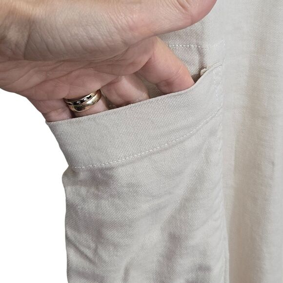 American Eagle Pants Womens Size 8 Tan Dreamy Drape Baggy Wide Leg Linen Cargo - Picture 8 of 13